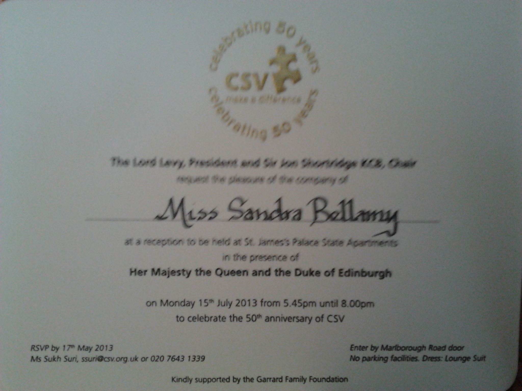 HM The Queen Invite